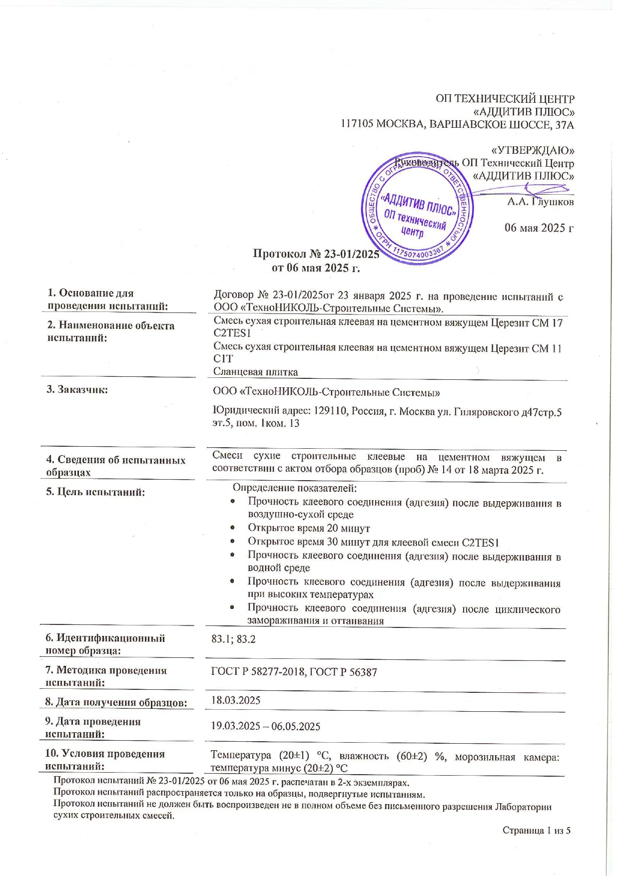 Протокол испытаний