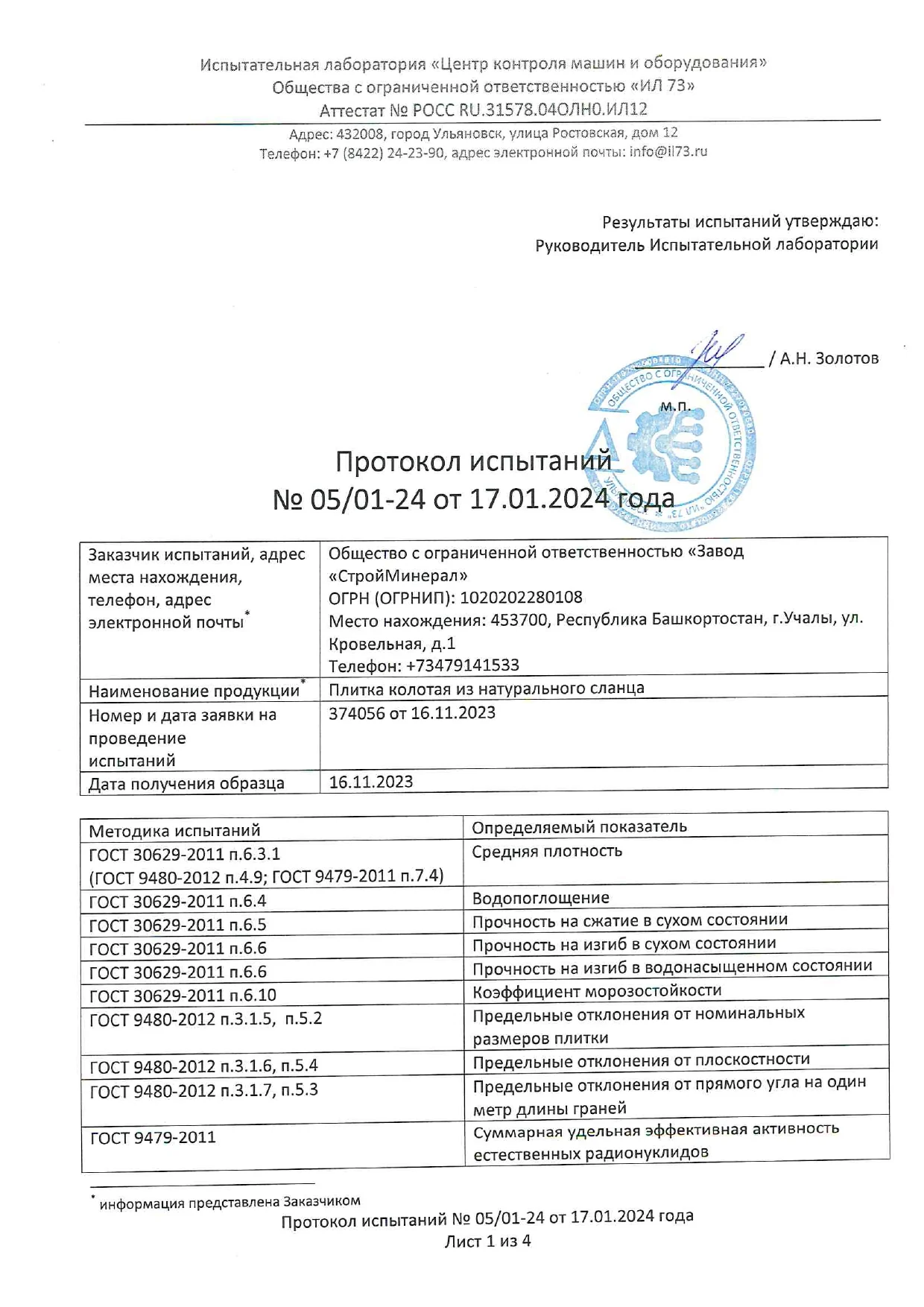 Протокол испытаний 2