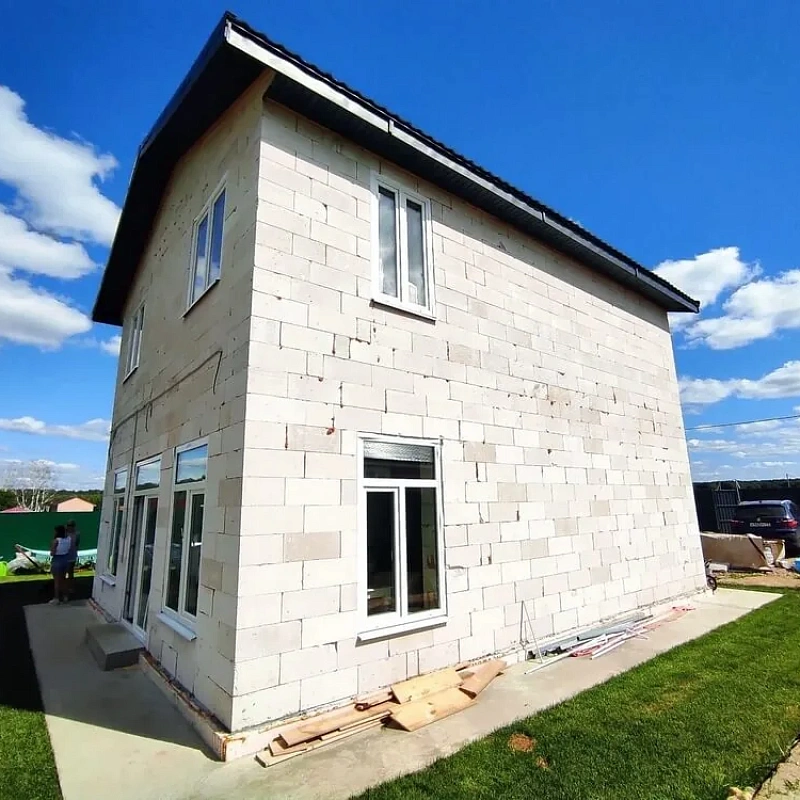 Облицовка фасада дома из газобетона